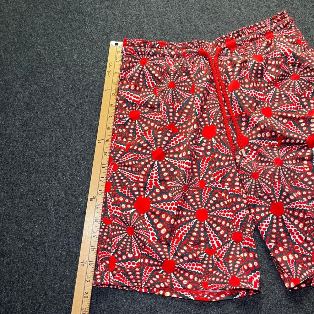 Vilebrequin Swim Shorts Mens L Red NWT Okorise Geometric Starburst Trunks